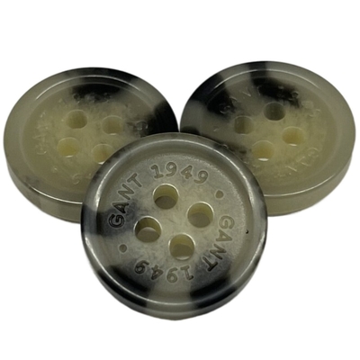 26L gravou a cor de Brown do furo da borda 4 de Logo Fake Horn Button With
