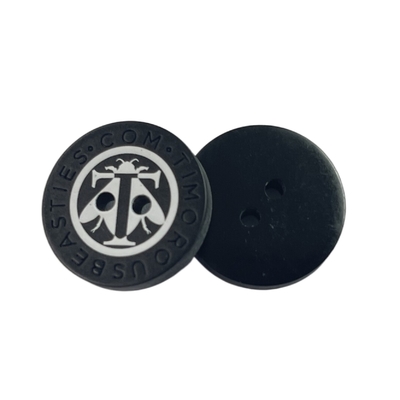 Os botões impressos de seda da resina plástica gravaram o furo de Logo Blouses Coat Button Four em 32L para a roupa