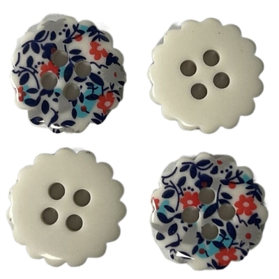 A resina de seda da flor da camisa da cópia abotoa 4 furos 20L para costurar a blusa