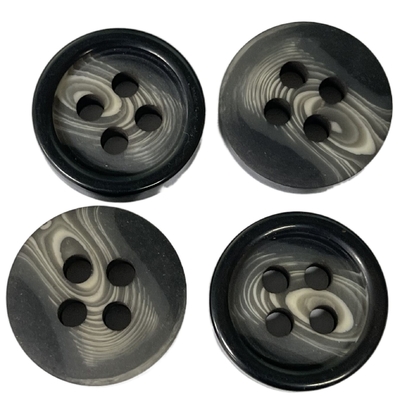 Dull Finished Fake Horn Buttons com borda preta 28mm usa-se no revestimento do revestimento do vestuário